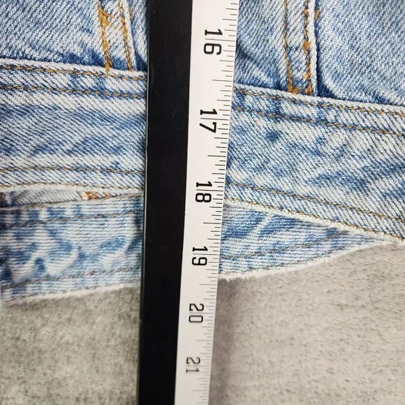 Womens Cache Studded Blue Denim Jean Jacket Button Up Long Sleeve Cotton Size L - Picture 7 of 8